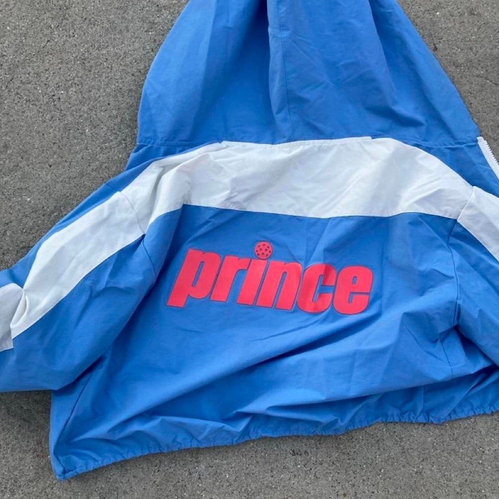 Blue crop Prince windbreaker jacket preppy sporty workout dance tennis